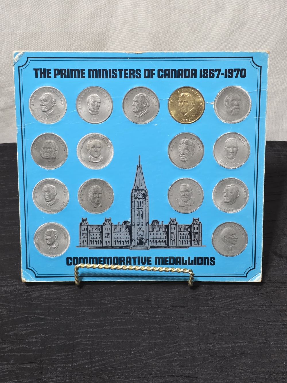 Vintage 1867-1970 Prime Ministers of Canada Commemorative Medallion Board